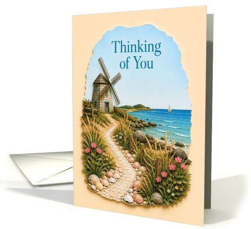 Thinking of You Coastal Windmill and Seaside Path card (1996428)