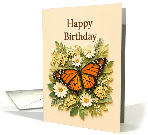 Birthday Viceroy Butterfly Among Cheerful Garden Flowers card