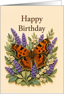 Birthday Question Mark Butterfly Among Lavender Flowers