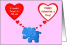 Valentine Elephant with Heart Thoughts card