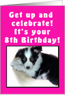 8th Birthday Puppy Pink card