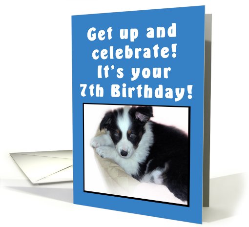 7th Birthday Puppy Blue card (477298)