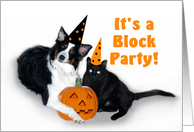 Halloween Dog and Cat Block Party card