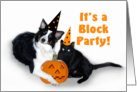 Halloween Dog and Cat Block Party card