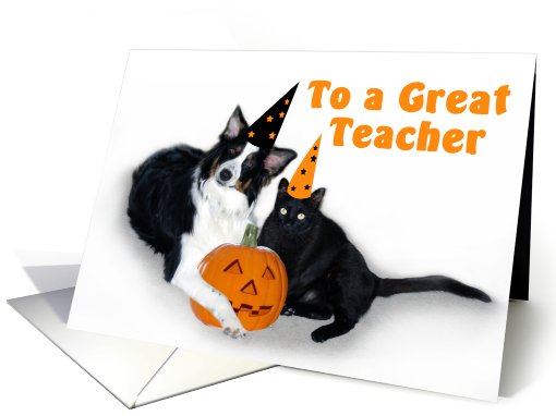 Halloween Dog and Cat, Teacher card (481223)