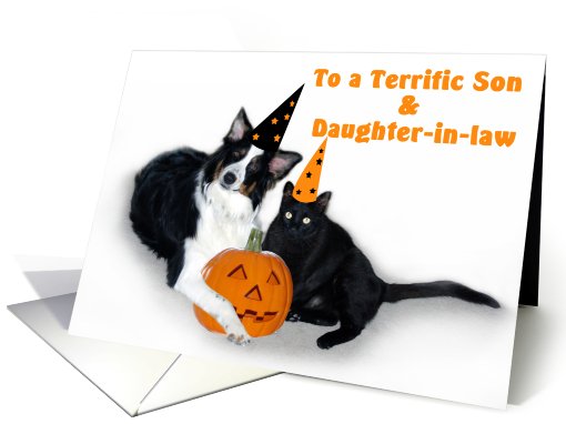 Halloween Dog and Cat, Daugher & Son-in-law card (481252)