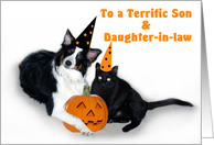 Halloween Dog and Cat, Daugher & Son-in-law card