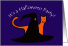 Witch and Cat Halloween Party card