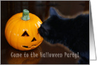 Jack-o-Lantern Ghost Cat Halloween Party card