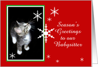 Kitten and Snowflakes, Babysitter card