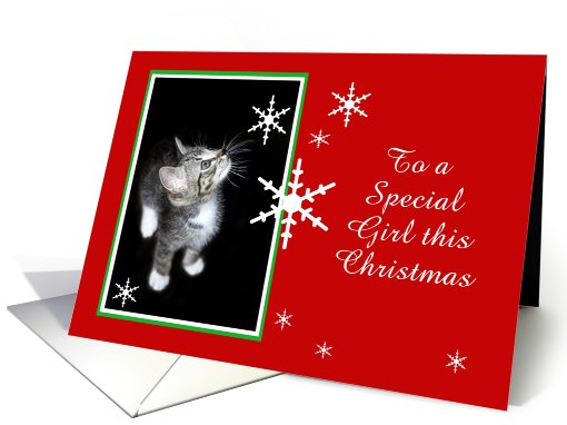 Kitten and Snowflakes, Special Girl card (494168)