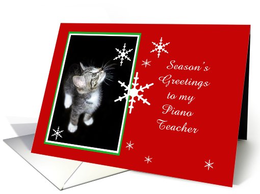 Kitten and Snowflakes, Piano Teacher card (494174)