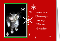 Kitten and Snowflakes, Piano Teacher card