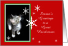 Kitten and Snowflakes, Hairdresser card