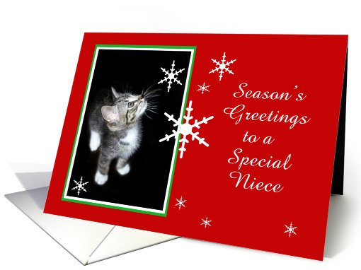 Kitten and Snowflakes, Niece card (494197)