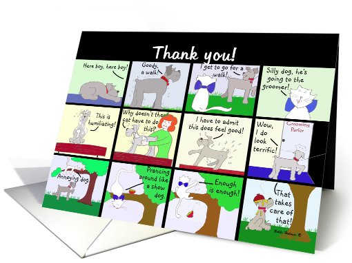 Trip to the Dog Groomer Cartoon, Thank You card (499406)