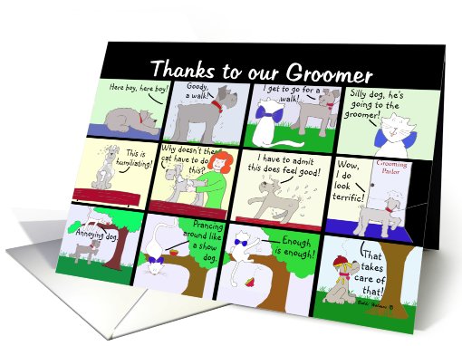 Trip to the Dog Groomer Cartoon, Thanks card (499407)