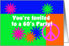 Sixties Party Invitation, peace & flowers card