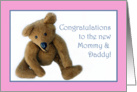 Teddy Bear, Congrats to the New Mommy and Daddy, pink card