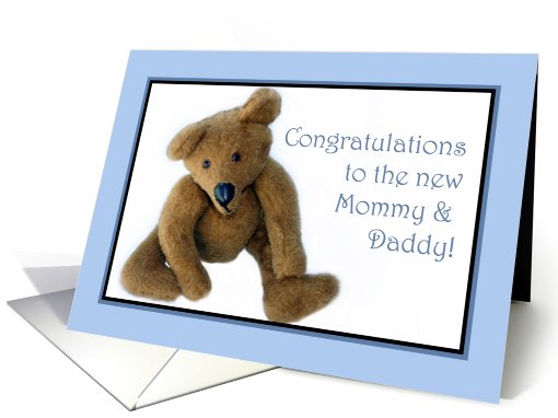 Teddy Bear, Congrats to the New Mommy and Daddy, Blue card (624619)