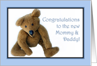 Teddy Bear, Congrats to the New Mommy and Daddy, Blue card
