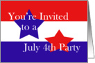 Red, White and Blue, July 4th Party card