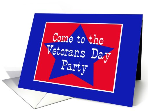 Red, White and Blue Star, Veterans Day Party card (624844)