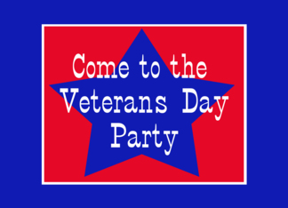 Red, White and Blue Star, Veterans Day Party