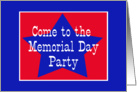 Red, White and Blue Star, Memorial Day Party card