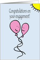 Balloon People Gay Engagement Congratulations in Pink card