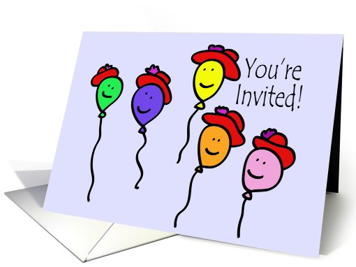 Balloon People Red Hat Invitation card (635248)