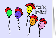 Balloon People Red Hat Invitation card