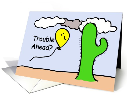 Cartoon Balloon People Trouble Ahead card (638401)