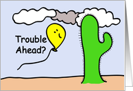 Cartoon Balloon People Trouble Ahead card