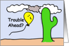 Cartoon Balloon People Trouble Ahead card