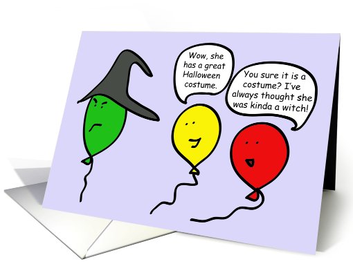 Catty Cartoon Balloon People,Happy Halloween Witch card (641971)