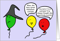 Catty Cartoon Balloon People,Happy Halloween Witch card