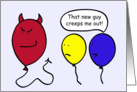 halloween Greeting, Cartoon Balloon People, Creepy Devil card