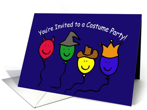 Costume Party Invitation, Cartoon Balloon People card (641990)