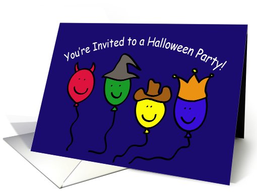 Halloween Party Invitation, Cartoon Balloon people card (641991)