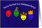 Halloween Party Invitation, Cartoon Balloon people card