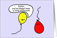 Happy Birthday Sister, Cartoon Balloon Poeple card