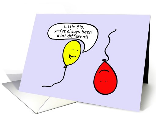 Happy Birthday Little Sister, Cartoon Balloon People card (642015)