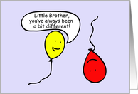 Happy Birthday Little Brother, Cartoon Balloon People card