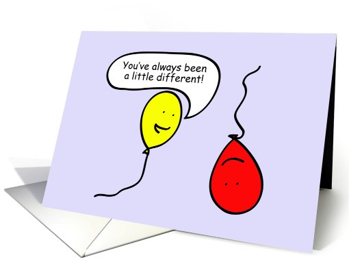 Happy Birthday, A Little Different, Cartoon Balloon People card