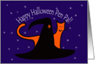 Witches Hat and Orange Cat Happy Halloween Secret Pal card