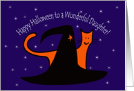 Witches Hat and Orange Cat Happy Halloween Daughter card