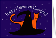 Witches Hat and Orange Cat Happy Halloween Grandma card