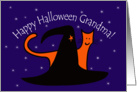 Witches Hat and Orange Cat Happy Halloween Grandma card