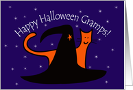 Witches Hat and Orange Cat Happy Halloween Gramps card